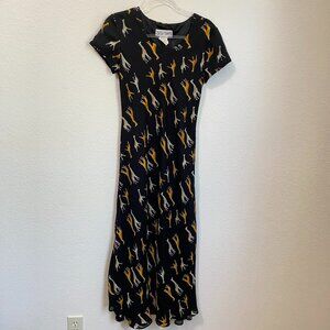 Vtg Jessica Howard Midi / Maxi Dress XS Giraffe Animal Safari Art Teacher 90s